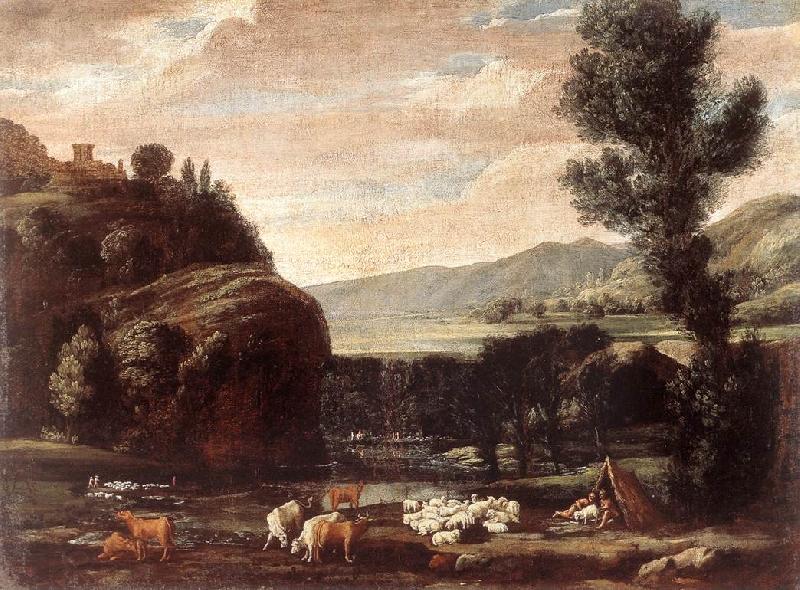 BONZI, Pietro Paolo Landscape with Shepherds and Sheep  gftry China oil painting art